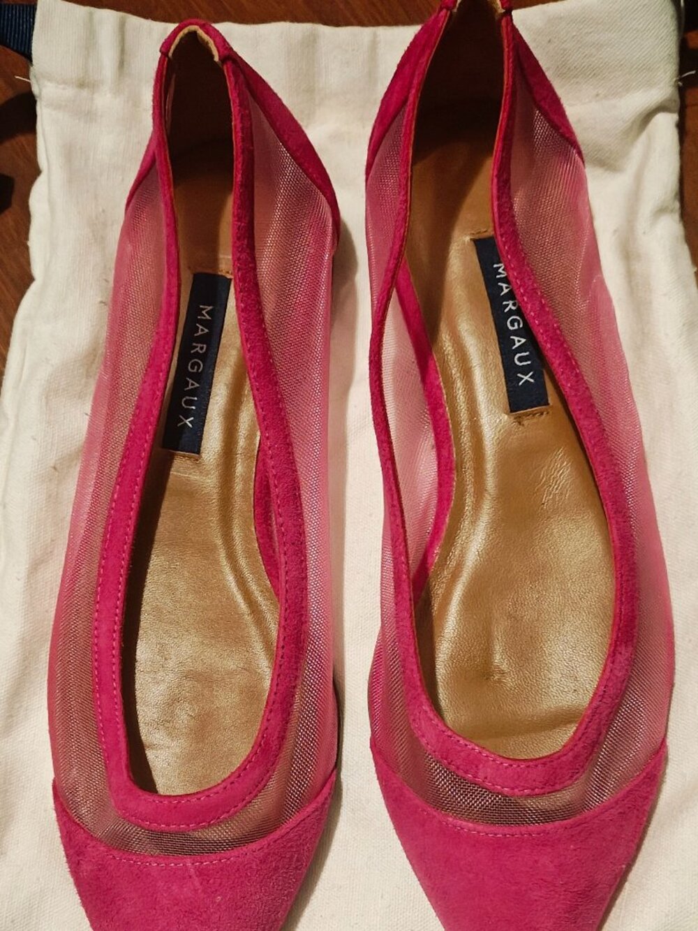 New Margaux the Pointe Flamingo mesh fuchsia women's suede shoes size 36 M
